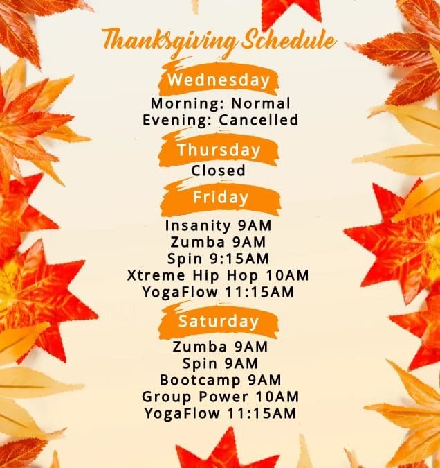 Thanksgiving Schedule and Hours