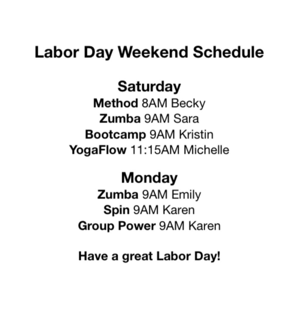 Labor Day Schedule Lexington Athletic Club