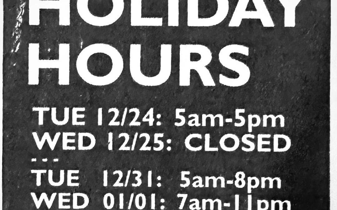 Holiday Hours and Class Schedule 2024