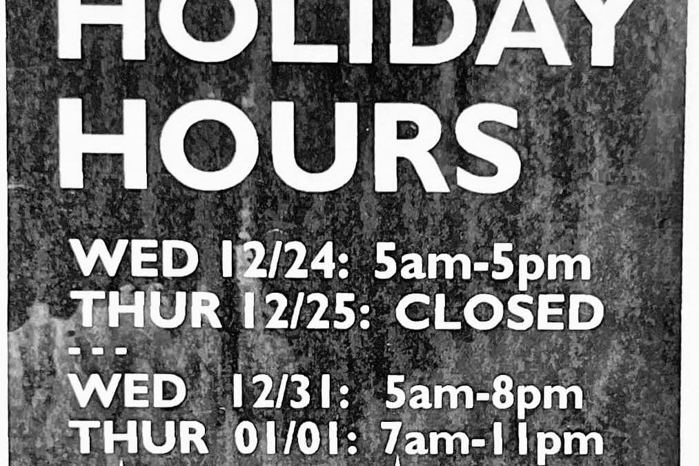 Holiday Hours and Class Schedule 2025